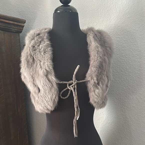 Vintage Rabbit Fur Vest with Tie Closure - Picture 1 of 8